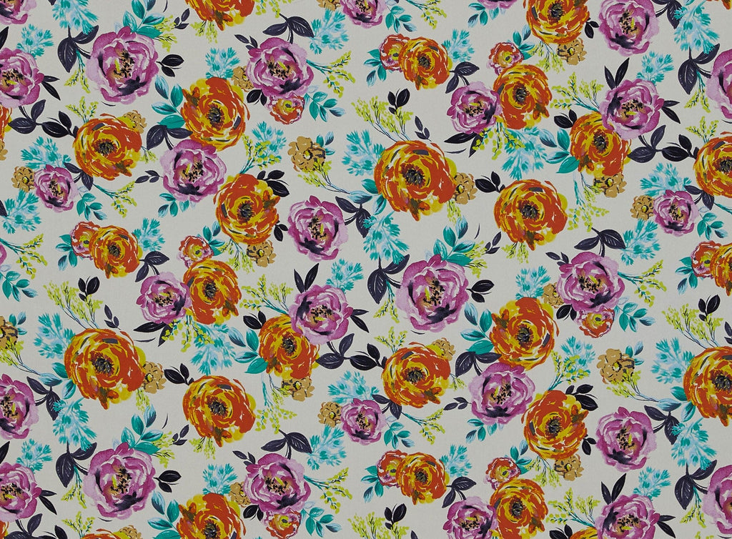 183 CREAM/AMBER | 12930-4633 - "SPRINGTIME" ALL OVER FLORAL ON WOOL DOBBY - Zelouf Fabrics