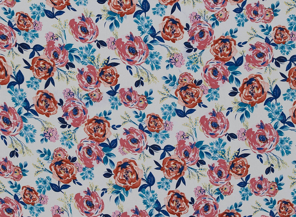 341 BLUSH/BLUE | 12930-4633 - "SPRINGTIME" ALL OVER FLORAL ON WOOL DOBBY - Zelouf Fabrics