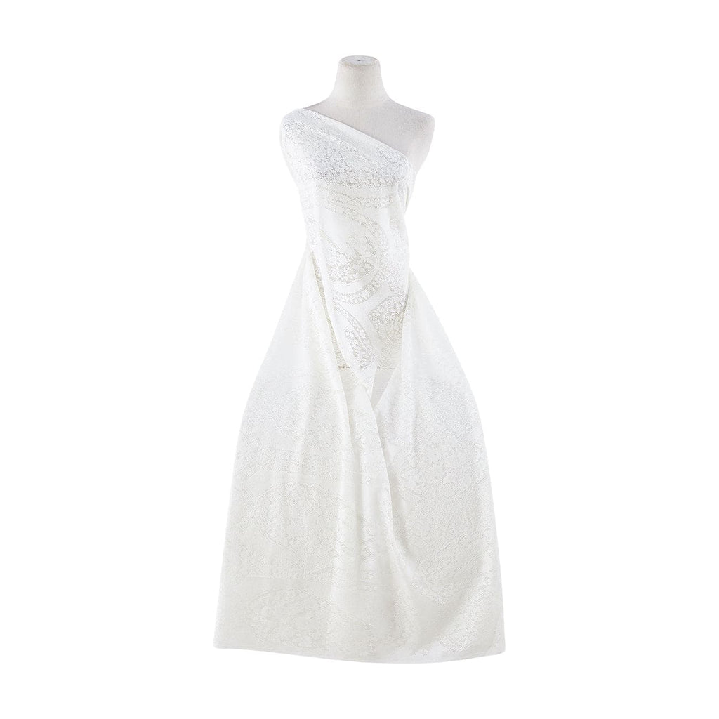 111 WHITE | 12934-3227 - "CLARA" PAISLEY PLACEMENT LACE - Zelouf Fabrics