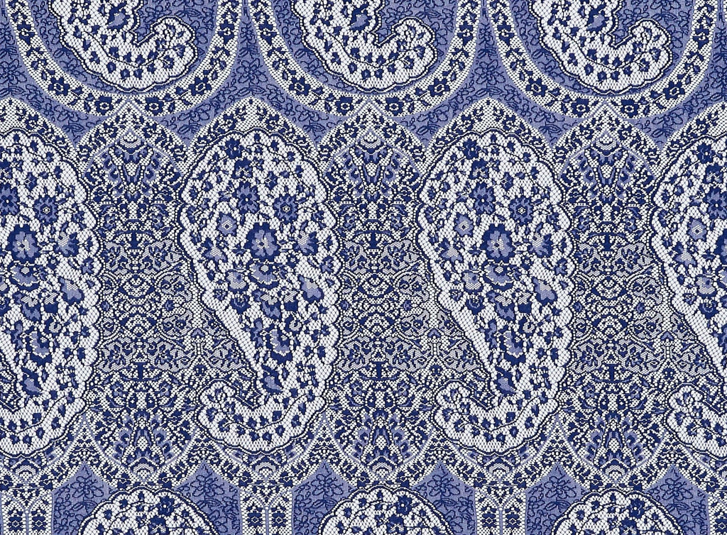 449 DEEP BLUE | 12934-3227 - "CLARA" PAISLEY PLACEMENT LACE - Zelouf Fabrics