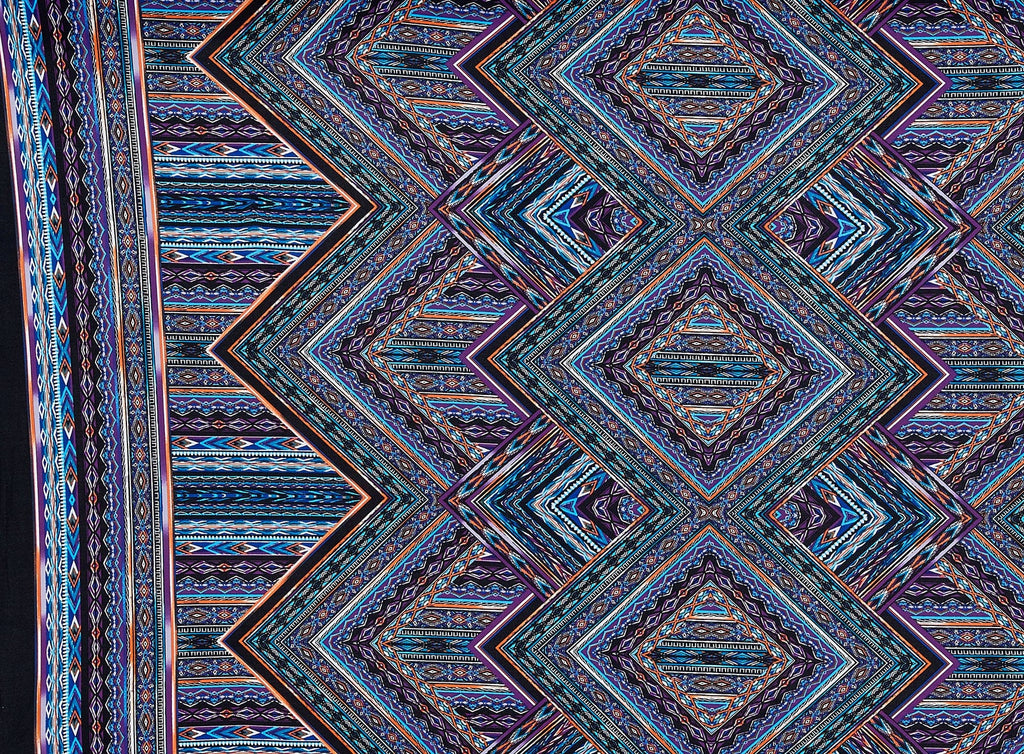 689 TNGRN/PURPL | 12937-1181 - PSYCHADELIC AZTEC PLACEMENT ON ITY - Zelouf Fabrics
