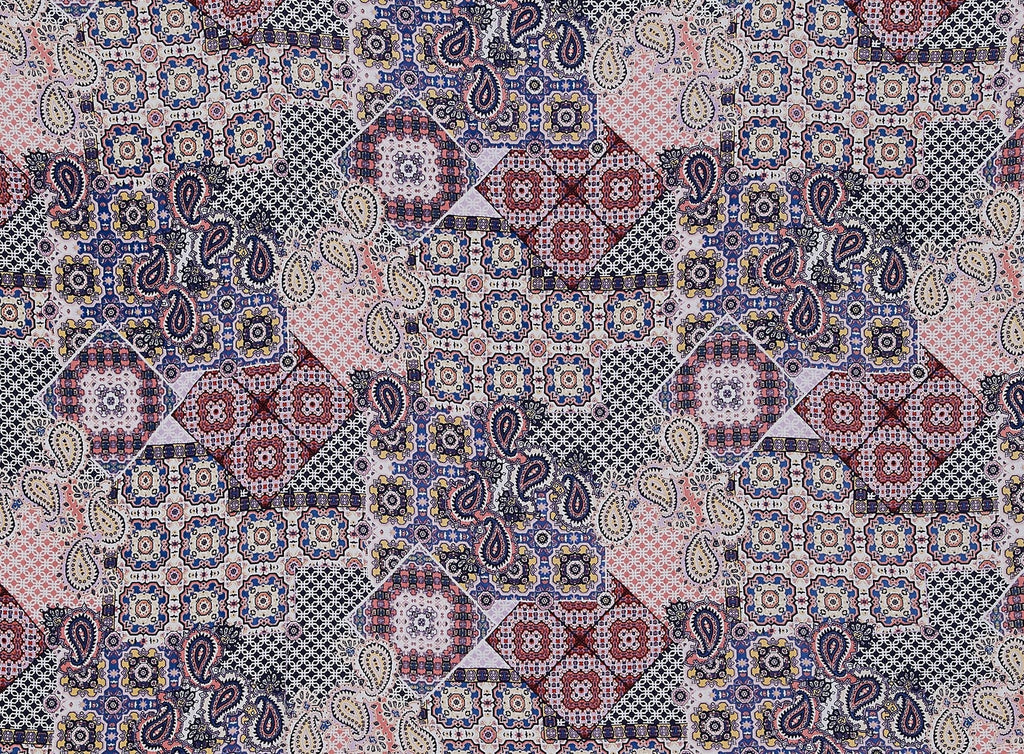 YASMINE PAISLEY TILE PRINT SKYLAR RAYON CREPE  | 12942-4638  - Zelouf Fabrics