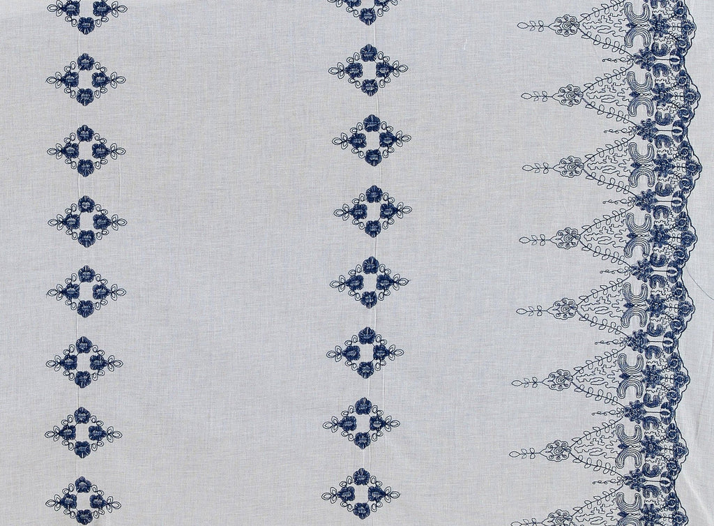 MARLENA DOUBLE BORDER EMBROIDERY ON CHAMBRAY  | 12976-5522  - Zelouf Fabrics