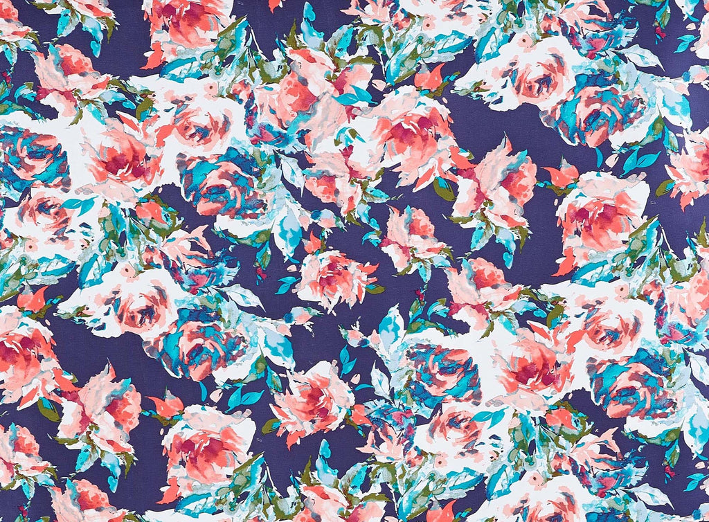 ROSE FIELD FLORAL ON CHINESE MIKADO  | 12979-4765  - Zelouf Fabrics