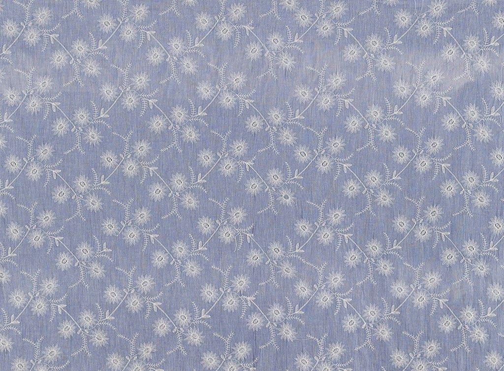 JACQUARD FLORAL EMBROIDERY ON CHAMBRAY  | 12993-5522  - Zelouf Fabrics