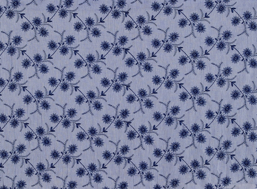 JACQUARD FLORAL EMBROIDERY ON CHAMBRAY  | 12993-5522  - Zelouf Fabrics