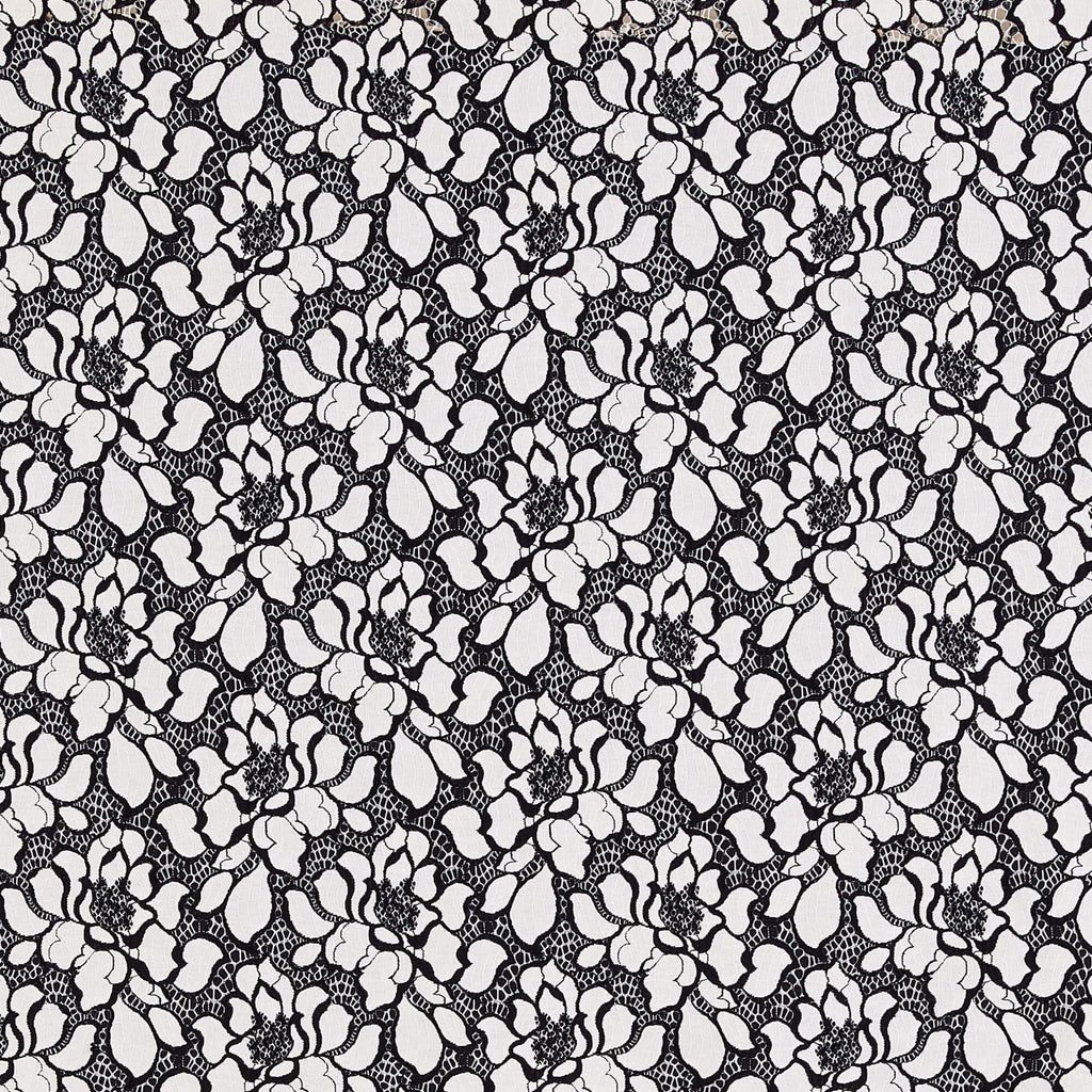 191 CREAM/BLACK | 13064-3219 - ATHENA TWO TONE LRG FLORAL LACE - Zelouf Fabrics