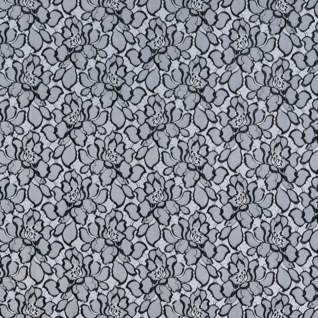 797 SAGE/BLACK | 13064-3219 - ATHENA TWO TONE LRG FLORAL LACE - Zelouf Fabrics