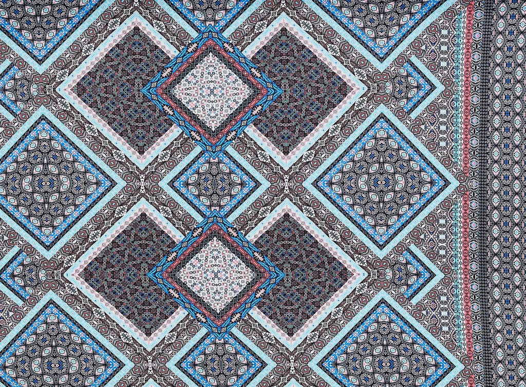 498 BLUE/CORAL | 13179-1181 - "LARISSA" FLORAL PRINT ON ITY - Zelouf Fabrics