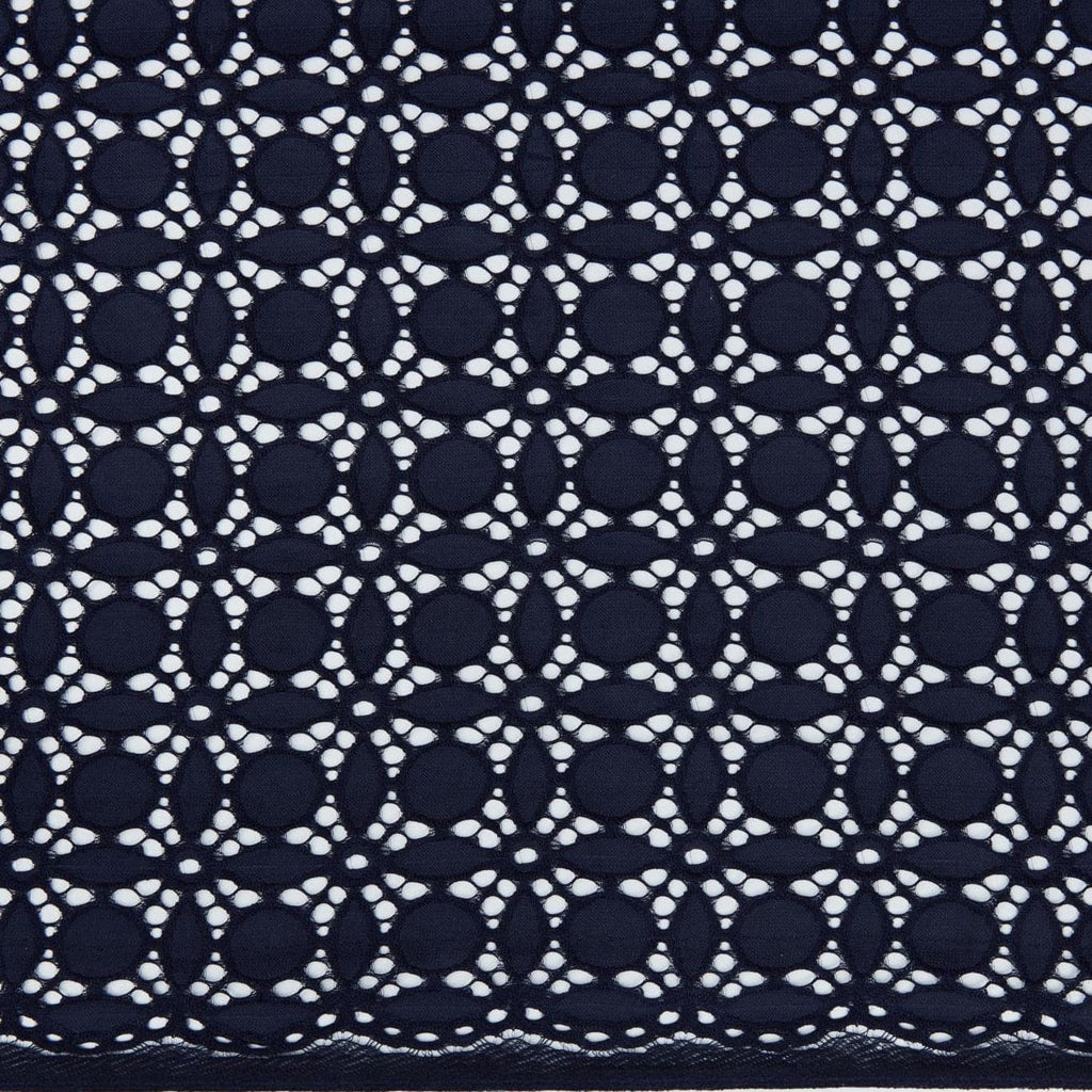 494 NAVY | 13181-3222 - WHITE GEO LACE - Zelouf Fabrics