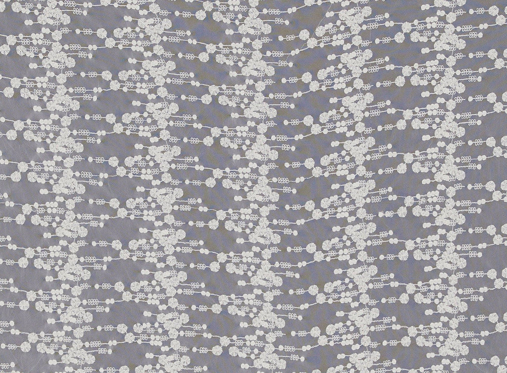121 NATURAL | 13185-4073 - CARIDEE FLORAL GARLAND EMBROIDERY ON MESH - Zelouf Fabrics