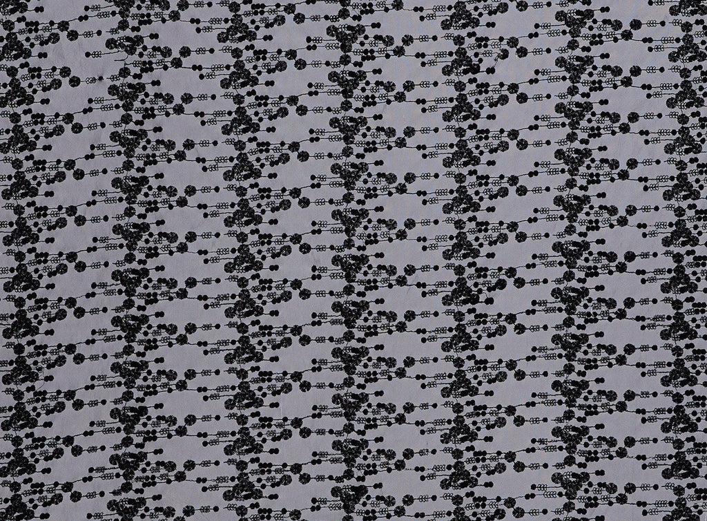 999 BLACK | 13185-4073 - CARIDEE FLORAL GARLAND EMBROIDERY ON MESH - Zelouf Fabrics
