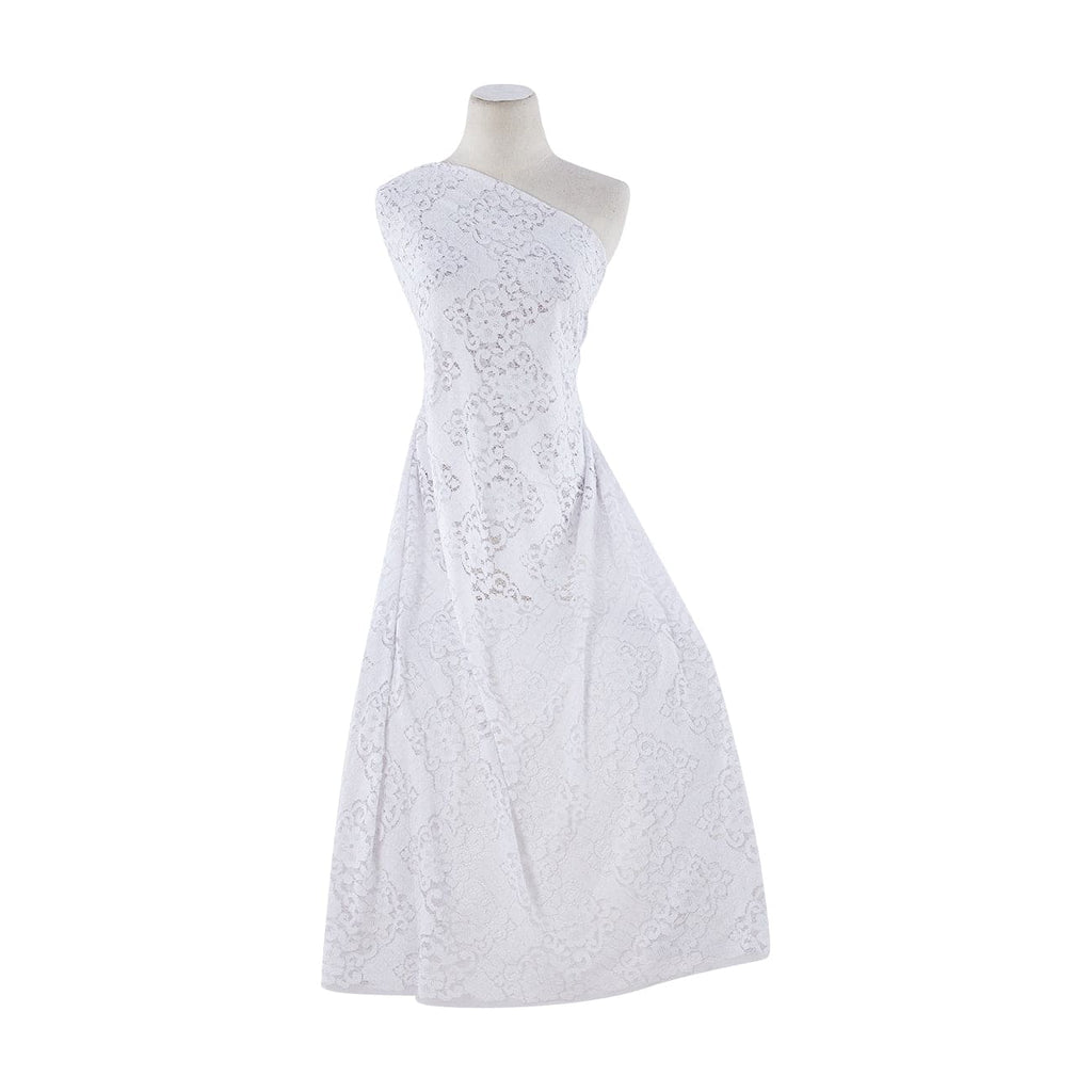 111 WHITE | 13188-3219 - JASLENE FLORAL CHEVRON LACE - Zelouf Fabrics