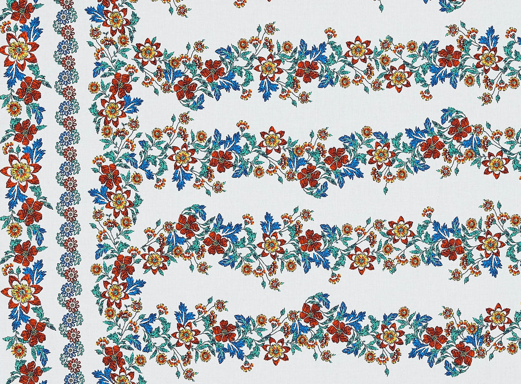BECKY FLORAL BORDER POPLIN  | 13199-5551  - Zelouf Fabrics