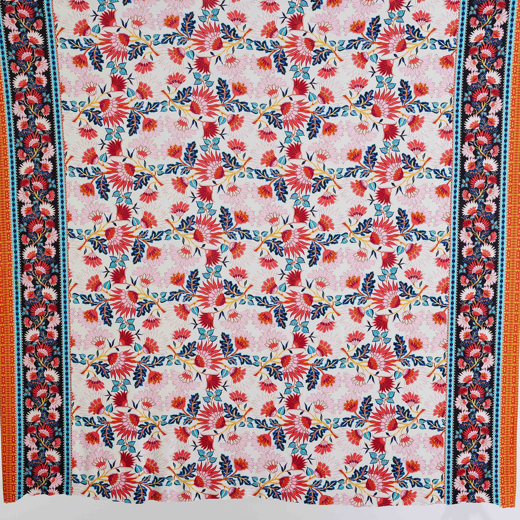484 RUST/NAVY | 13259-1181 - "LOTUS" FLORAL BORDER ON ITY SPAN - Zelouf Fabrics