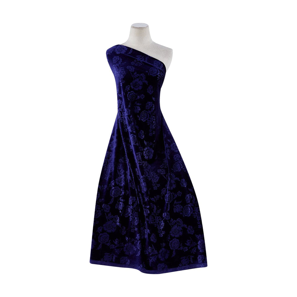 VICTORIANE BOUQUET EMBOSSED VELVET  | 13305-5277 499 BLUE NIGHTS - Zelouf Fabrics