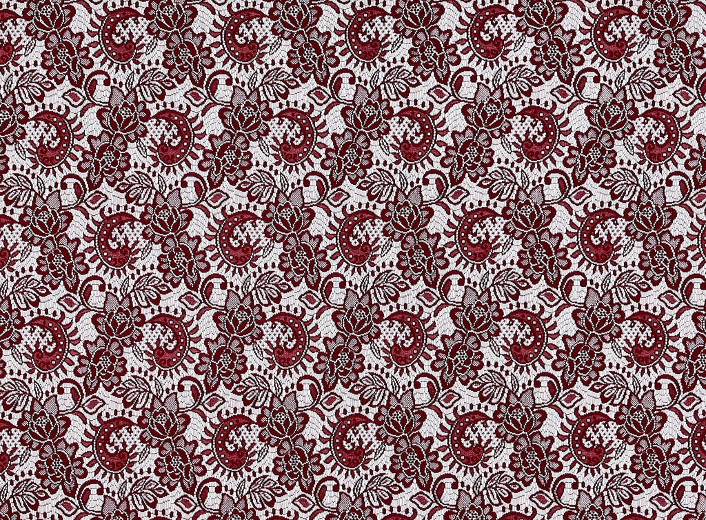 339 WINE | 13321-3227 - "JESSA" FLOCKED LACE - Zelouf Fabrics