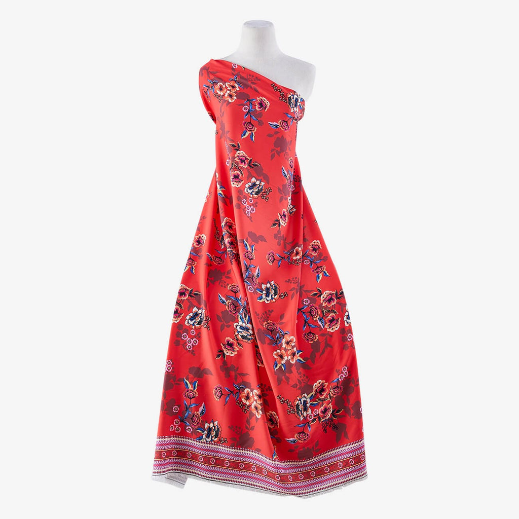 384 RED/ORANGE | 13468-3668DP - PRINTED PEACH DOBBY - Zelouf Fabrics