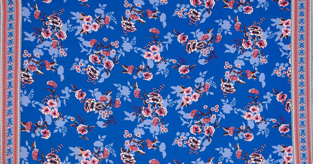 DIGITAL PRINT PEACH DOBBY | 13468-3668DP 432 BLUE/SALMON - Zelouf Fabrics