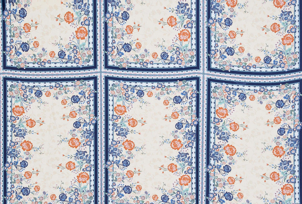 844PALE PCH/SKY | 13558-4633DP - PRINTED WOOL DOBBY - Zelouf Fabrics