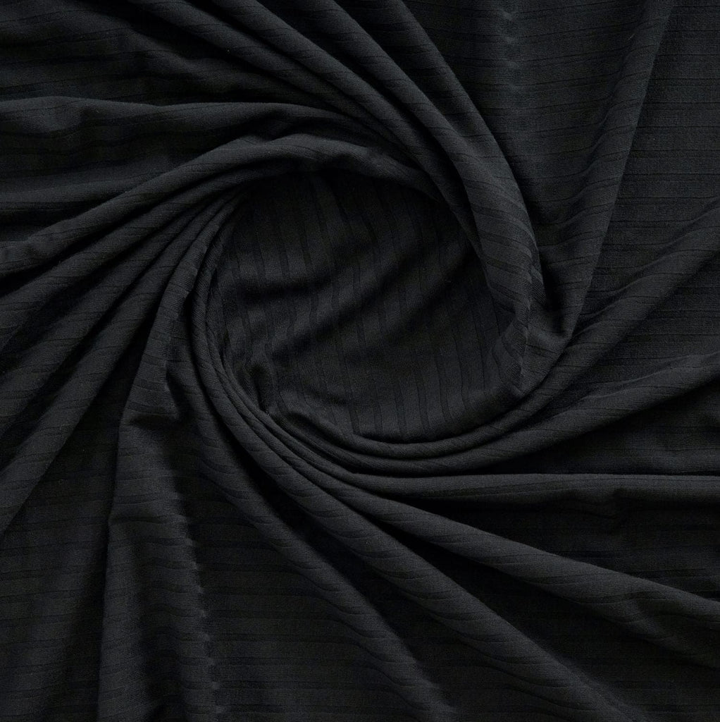 BLACK | 26122 - CATALINA RIBBED KNIT - Zelouf Fabrics