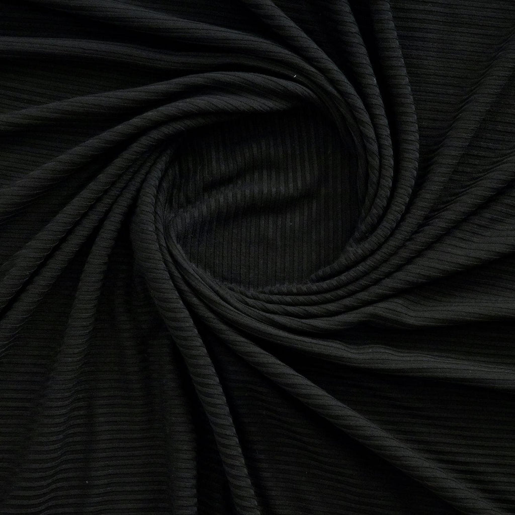 HAZEL BRUSH RIBBED KNIT | 26133 BLACK - Zelouf Fabrics