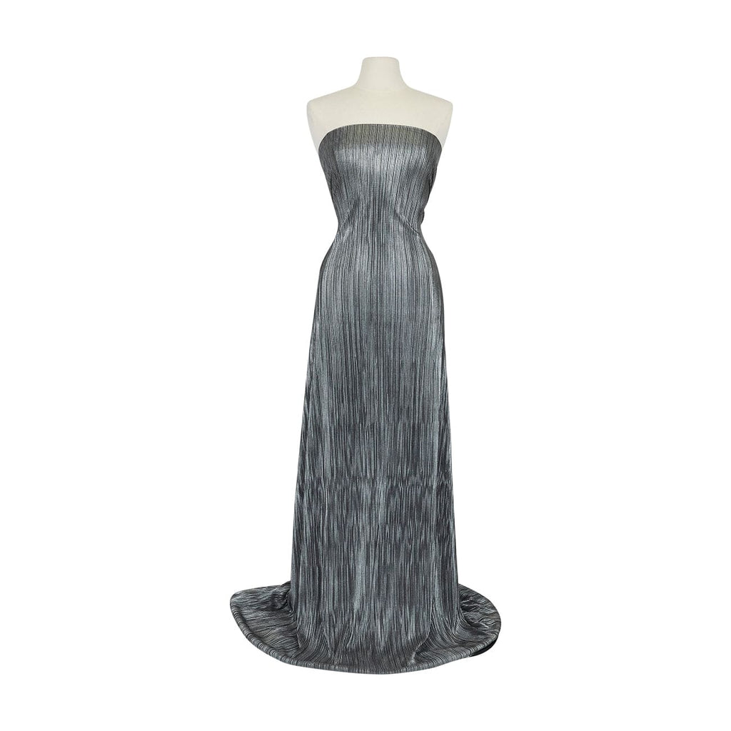 ZENYA FOIL SKINNY PLEATED BODRE  | 25861PLT BLACK/SILVER - Zelouf Fabrics