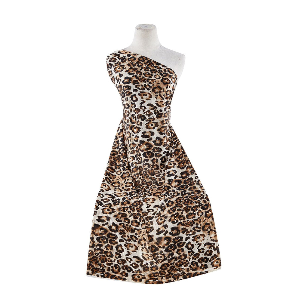 GOLD/GOLD | 20020-4344TRAN - LEOPARD PRINT W/ALLOVER TRANS ON SILKY KNIT - Zelouf Fabrics