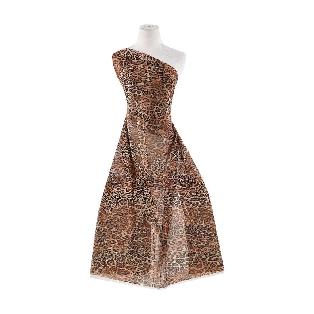 GOLD | 20022-5510 - LEOPARD PRINT ON KNITTED MESH - Zelouf Fabrics