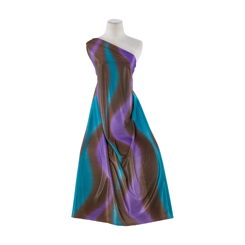 WAVE OMBRE ON SILKY KNIT  | 20055-4344 TEAL/BRW/GRAPE - Zelouf Fabrics