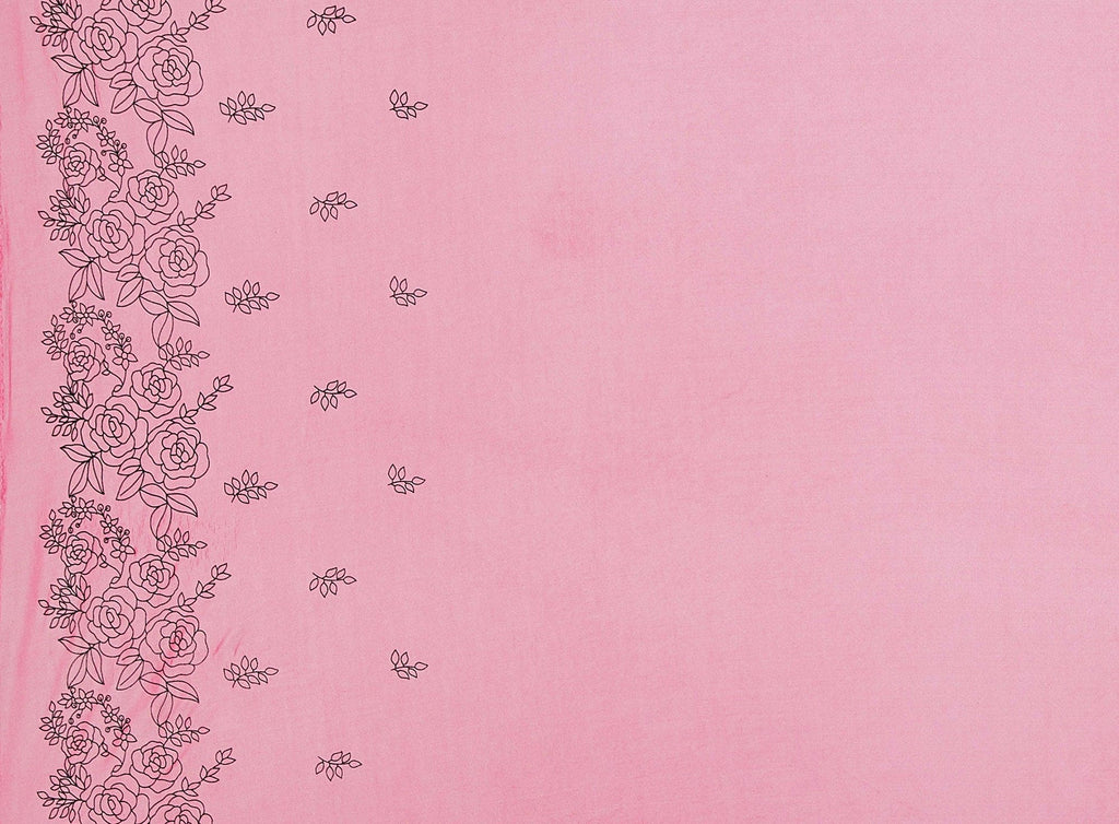 GLAMOUR FUCHSIA | 20069-631 - DOUBLE BORDER ROSE FLOCK ON MJC - Zelouf Fabrics