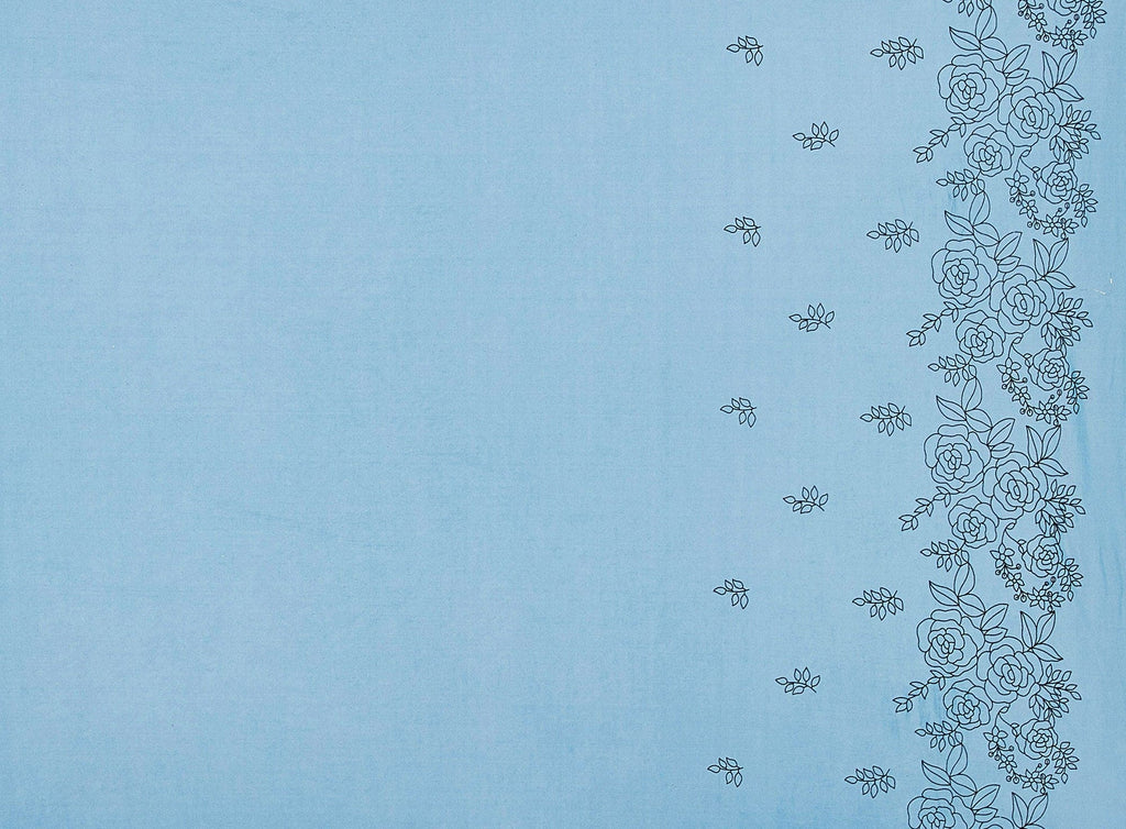 GLAMOUR TEAL | 20069-631 - DOUBLE BORDER ROSE FLOCK ON MJC - Zelouf Fabrics