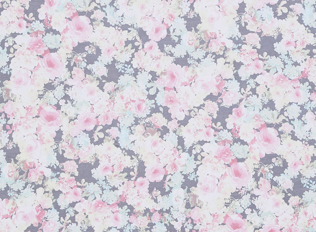BLK/PINK/YELLOW | 20099-1633 - ROSE GARDEN PRINT ON DOLCE' KNIT - Zelouf Fabrics
