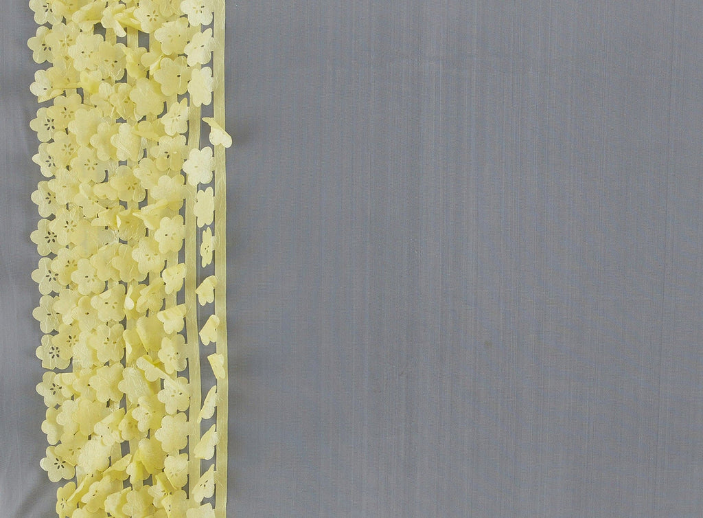 DOUBLE BORDER TAFFETA FLOWER APPLIQUE ON TULLE  | 20121-1060  - Zelouf Fabrics