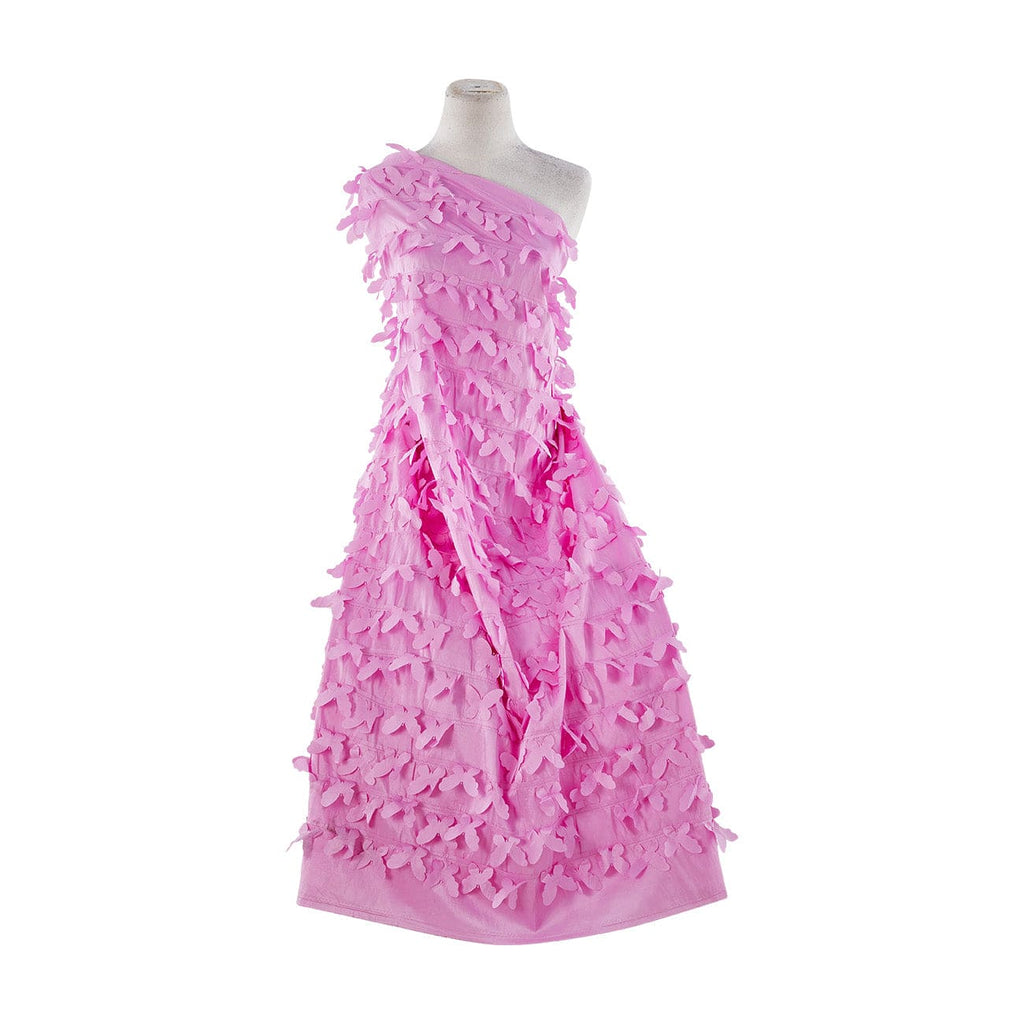 BUTTERFLY APPLIQUE ON N/P TAFFETA  | 20156-6085 FUNKY ROSE - Zelouf Fabrics