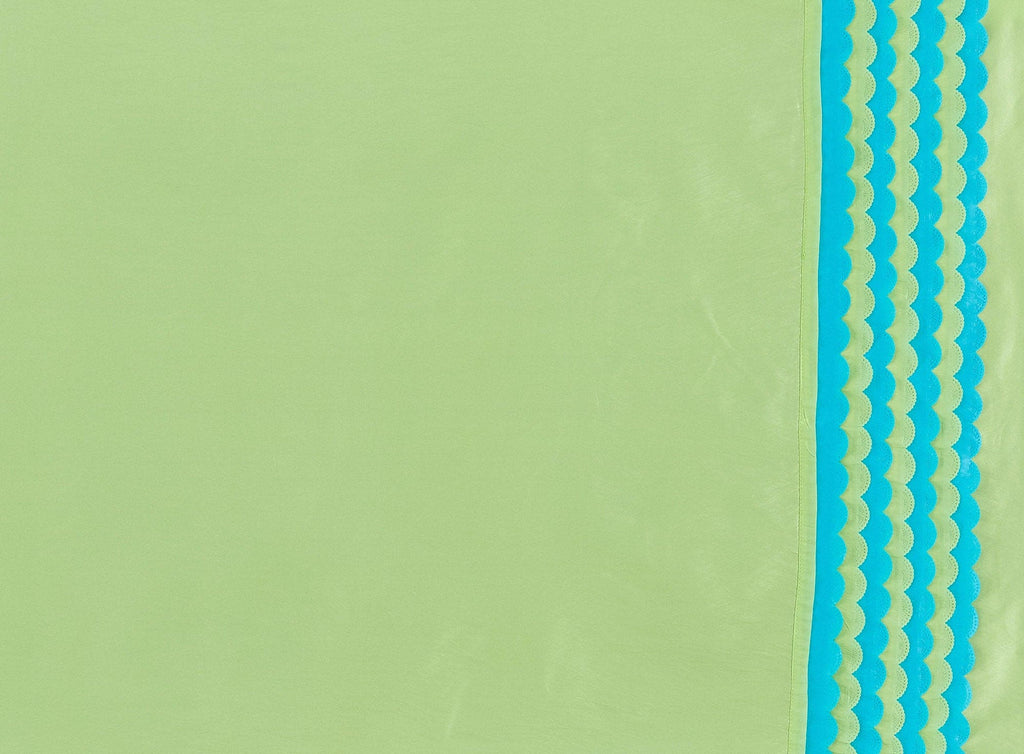 DOUBLE BORDER SCALLOP APPLIQUE ON N/P TAFFETA  | 20157-6085  - Zelouf Fabrics