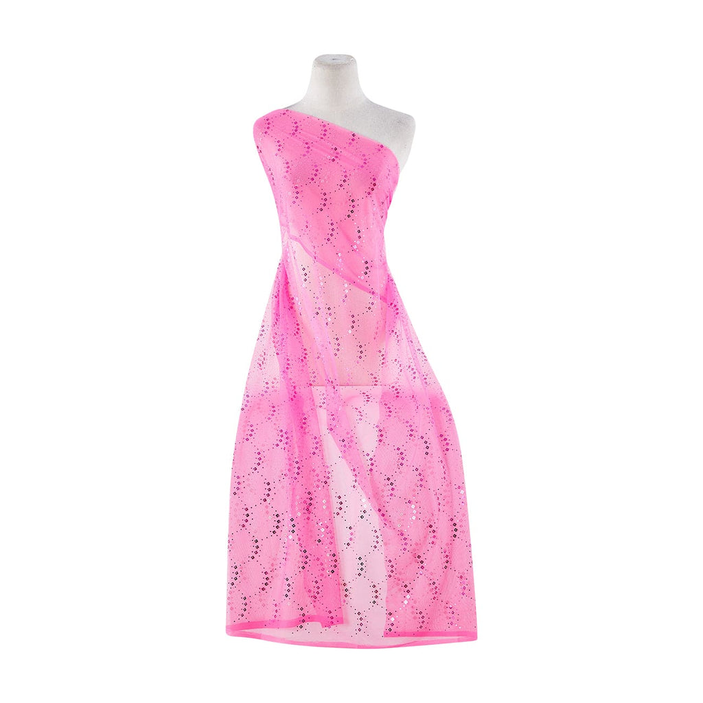BREEZY FUCHSIA | 20186-1060 - FOUR DANCING DAISY TRANS ON TULLE - Zelouf Fabrics