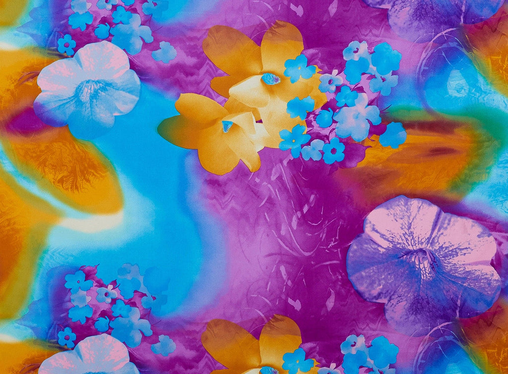 FLOWER PRINT ON CHARMEUSE  | 20191-404  - Zelouf Fabrics