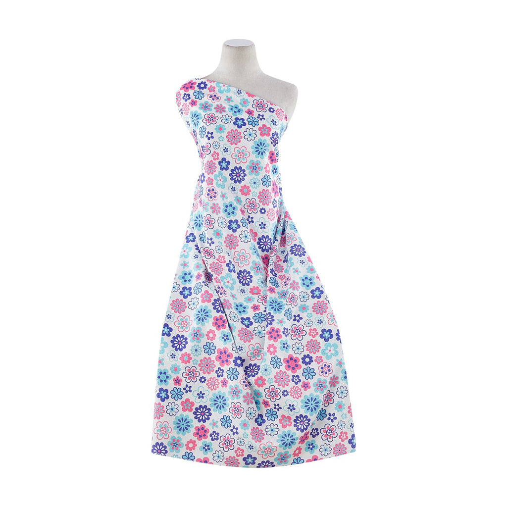 PINK/TURQ | 20207-6418TRANS - TRANS ON PRINTED SHANTUNG - Zelouf Fabrics
