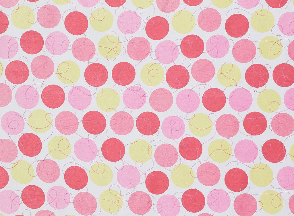 ALLOVER CHAIN STITCH LOOP ON DOTS PRINTED SHANTUNG  | 20229-8630 CORAL RIBBON - Zelouf Fabrics