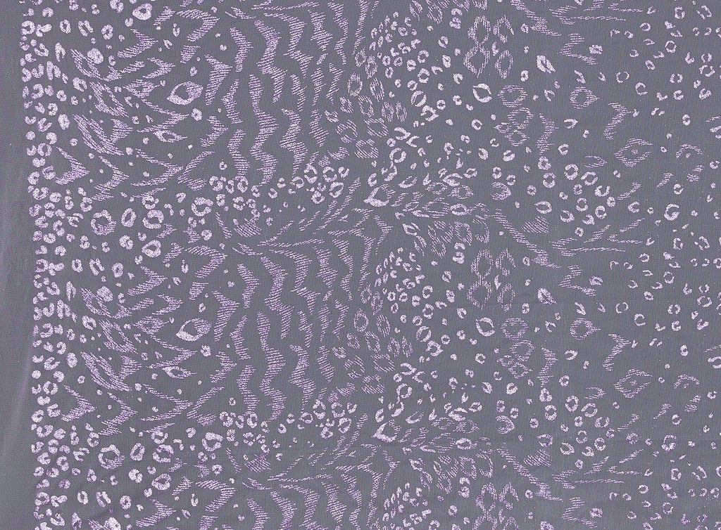 LILAC/LILAC | 20257-1060 - ONE SIDE BORDER ZEBRA CHEETAH GLITTER ON TULLE 1X - Zelouf Fabrics