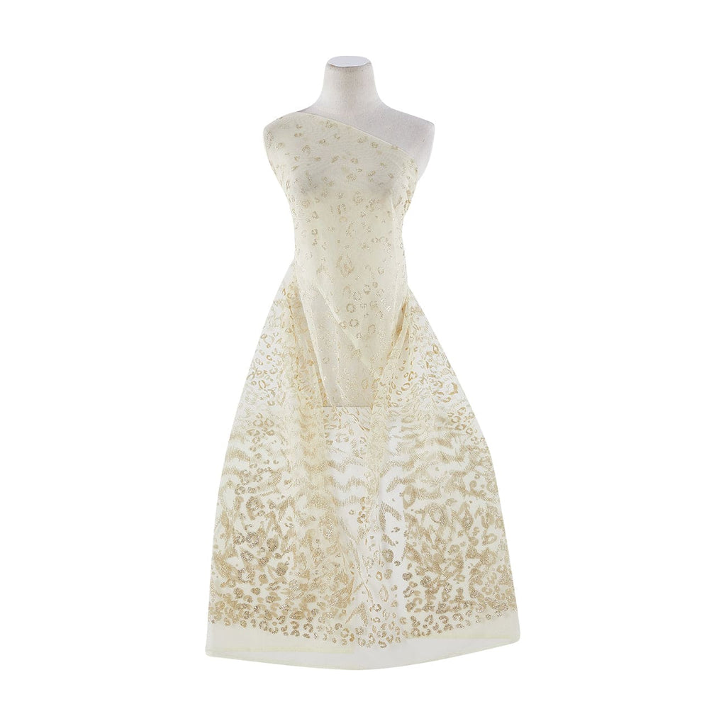 YELLOW/GOLD | 20257-1060 - ONE SIDE BORDER ZEBRA CHEETAH GLITTER ON TULLE 1X - Zelouf Fabrics