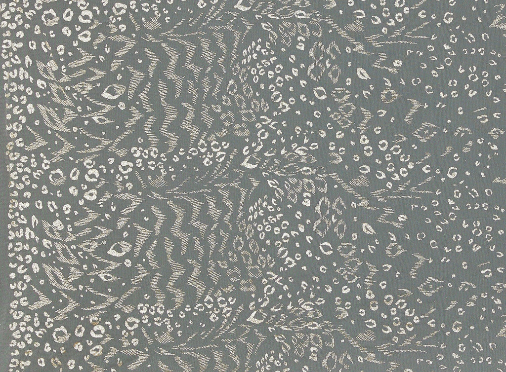 YELLOW/GOLD | 20257-1060 - ONE SIDE BORDER ZEBRA CHEETAH GLITTER ON TULLE 1X - Zelouf Fabrics