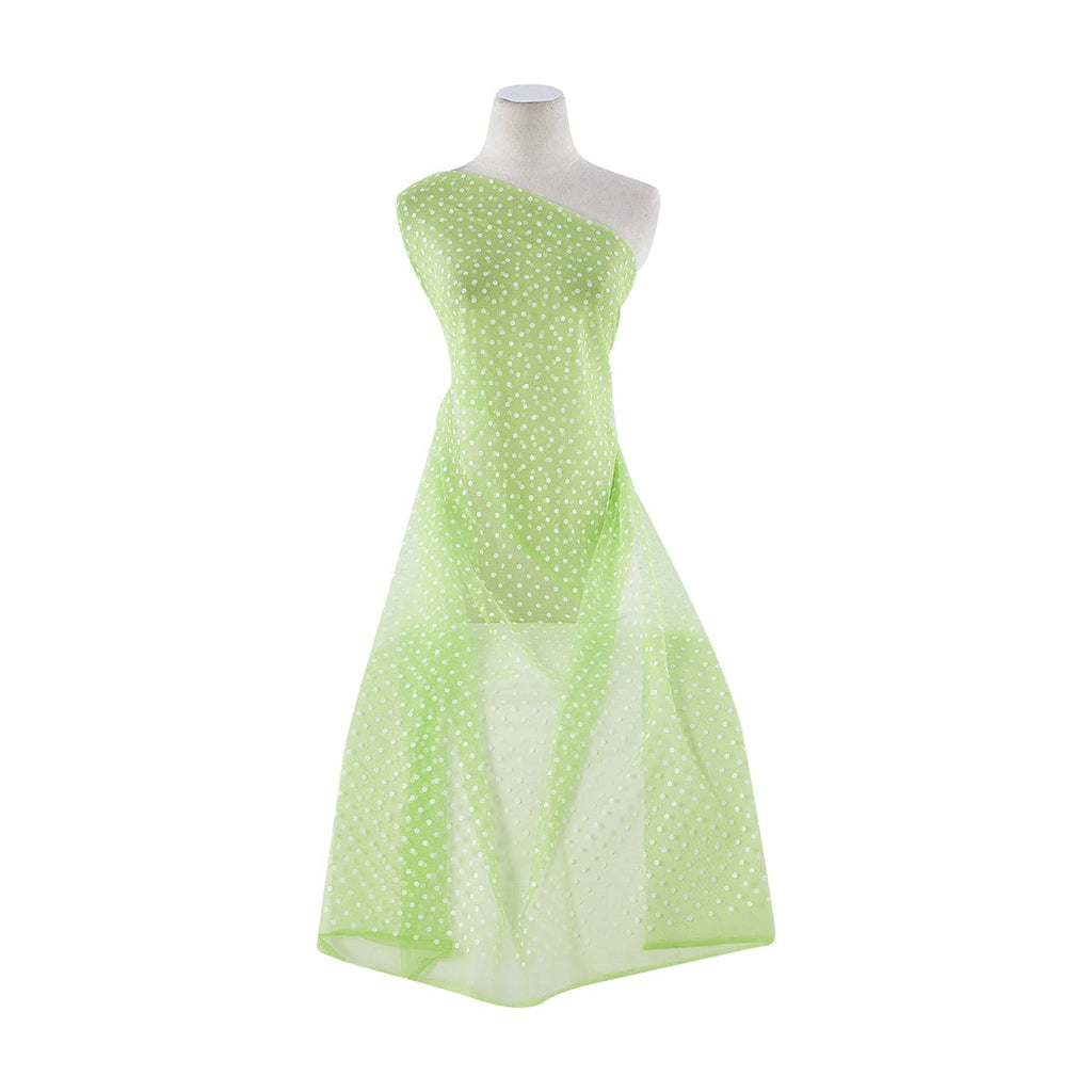 TULLE WITH WHITE DUCO DOT  | 20277-1060 LIME PETAL - Zelouf Fabrics