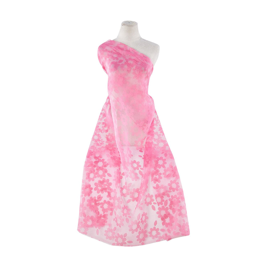 FLOWER BURNOUT ORGANZA  | 20283 ROSE PUNCH - Zelouf Fabrics