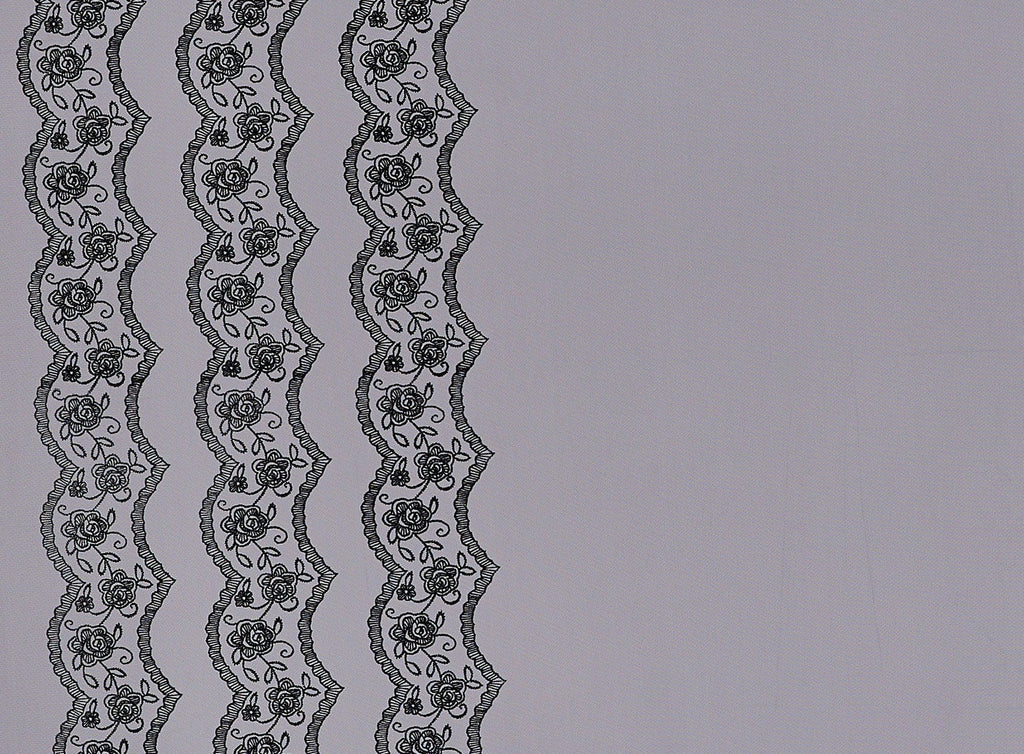 SCALLOP FLOCK DOUBLE BORDER TULLE MIXED GLITTER 1X  | 20445-1060  - Zelouf Fabrics