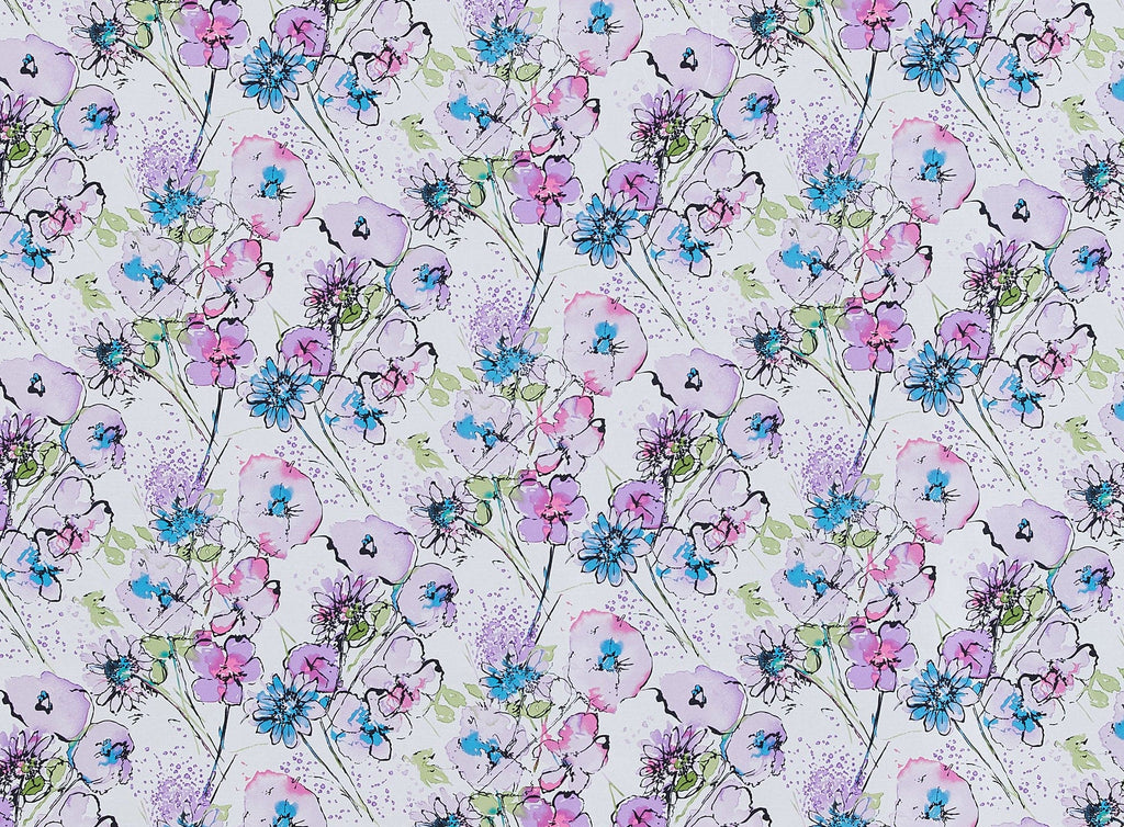 LILAC | 20451-6418 - FIELD OF FLOWERS ON SHANTUNG - Zelouf Fabrics