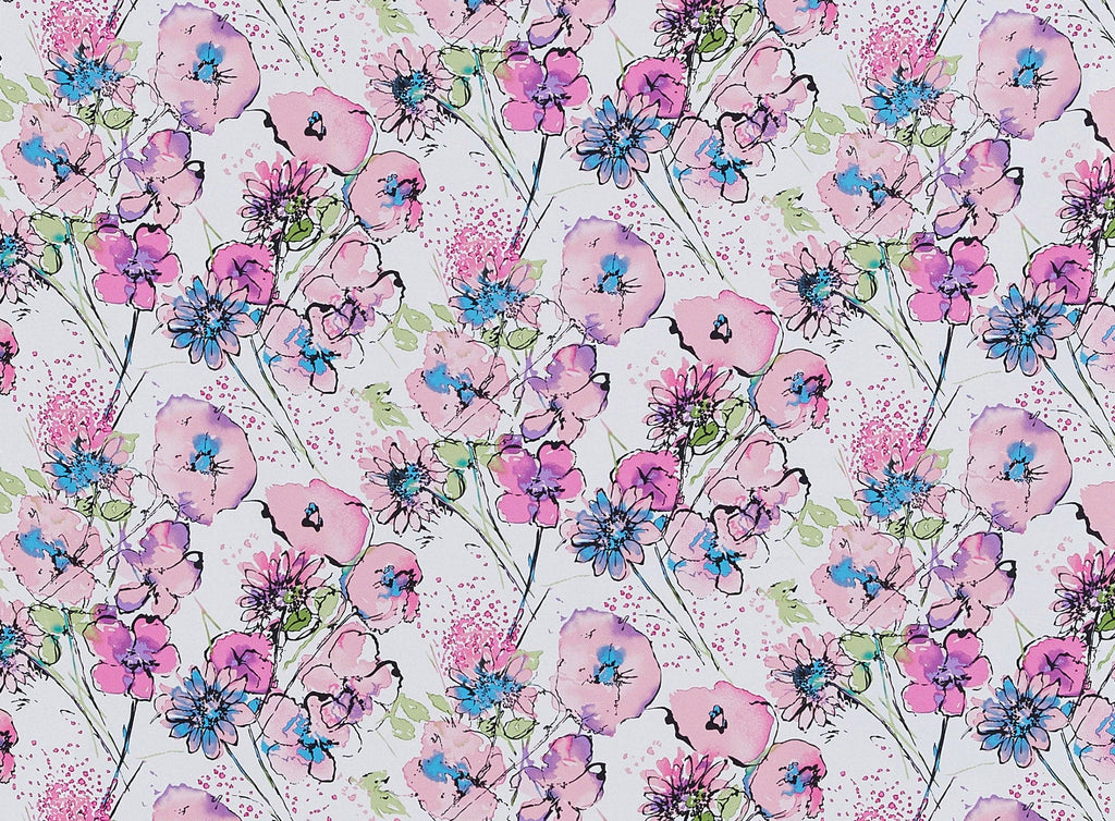 PINK | 20451-6418 - FIELD OF FLOWERS ON SHANTUNG - Zelouf Fabrics
