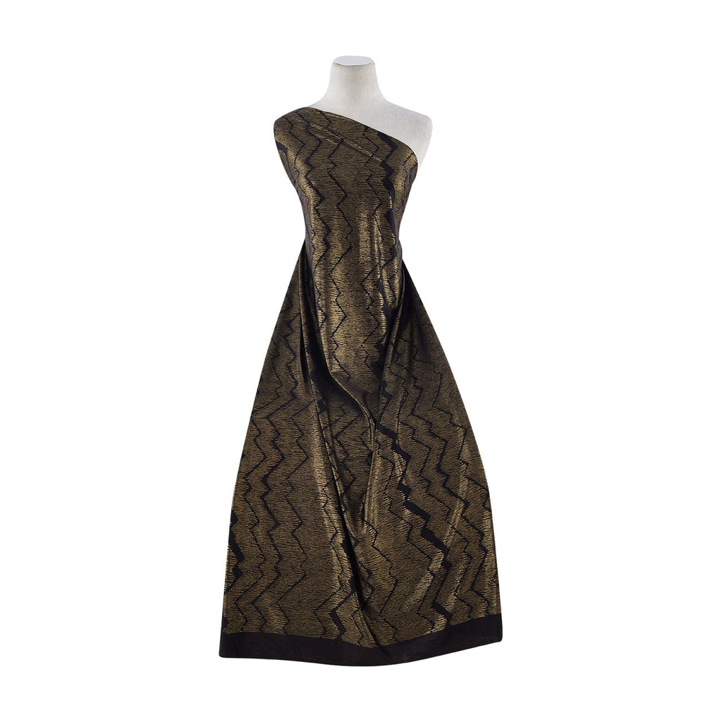 LE BLACK/GOLD | 20457-6727 - HERRINGBONE ZIG ZAG FOIL ON SLINKY - Zelouf Fabrics