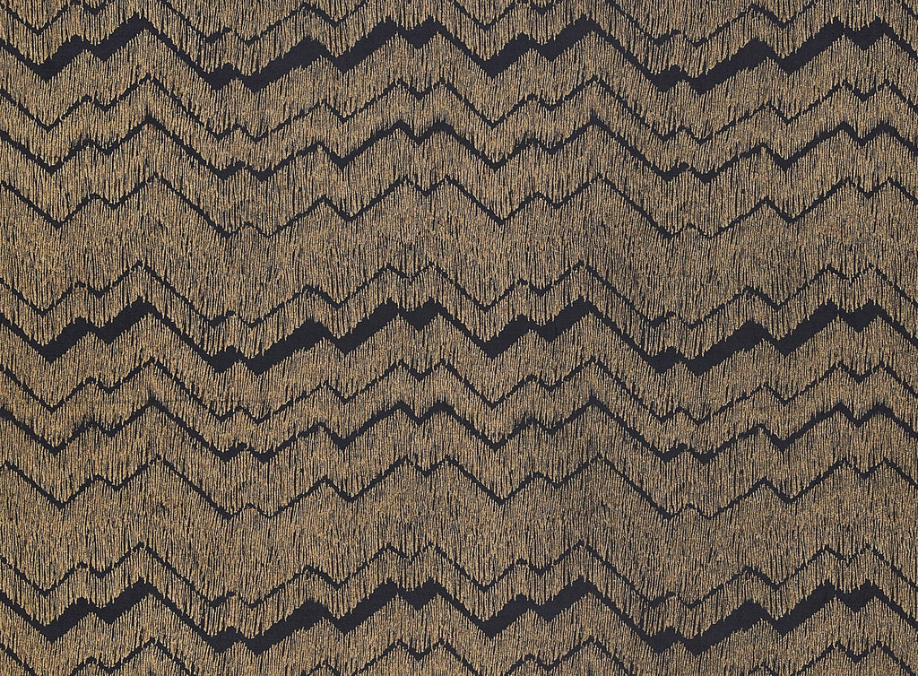 LE BLACK/GOLD | 20457-6727 - HERRINGBONE ZIG ZAG FOIL ON SLINKY - Zelouf Fabrics